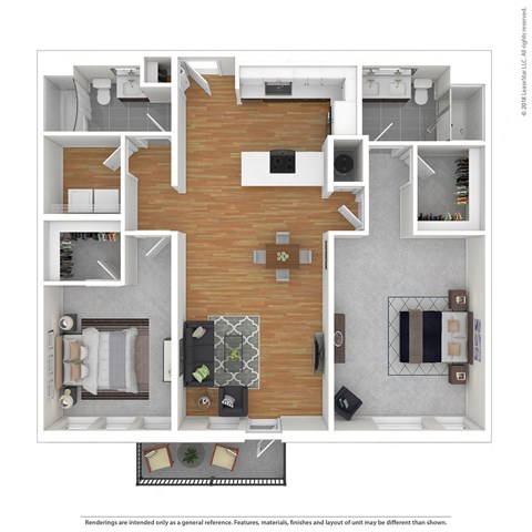 Floor plan for 2 beds, 2 baths, 1400 sqft